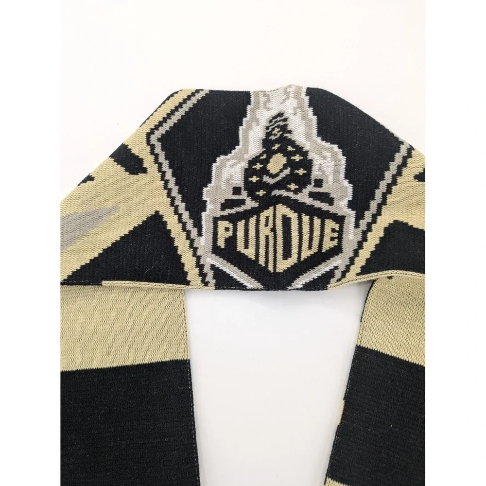 Purdue Boilermakers Knit Fan Scarf Black Gold Striped Spell‎ Out Fringe NCAA